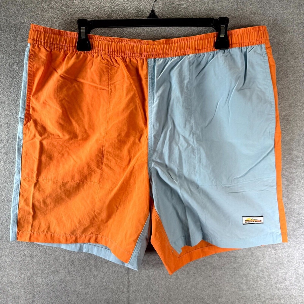 Orvis Ultralight Swim Shorts Men's Large Orange Nylon‎ Mesh Lined Elastic Waist